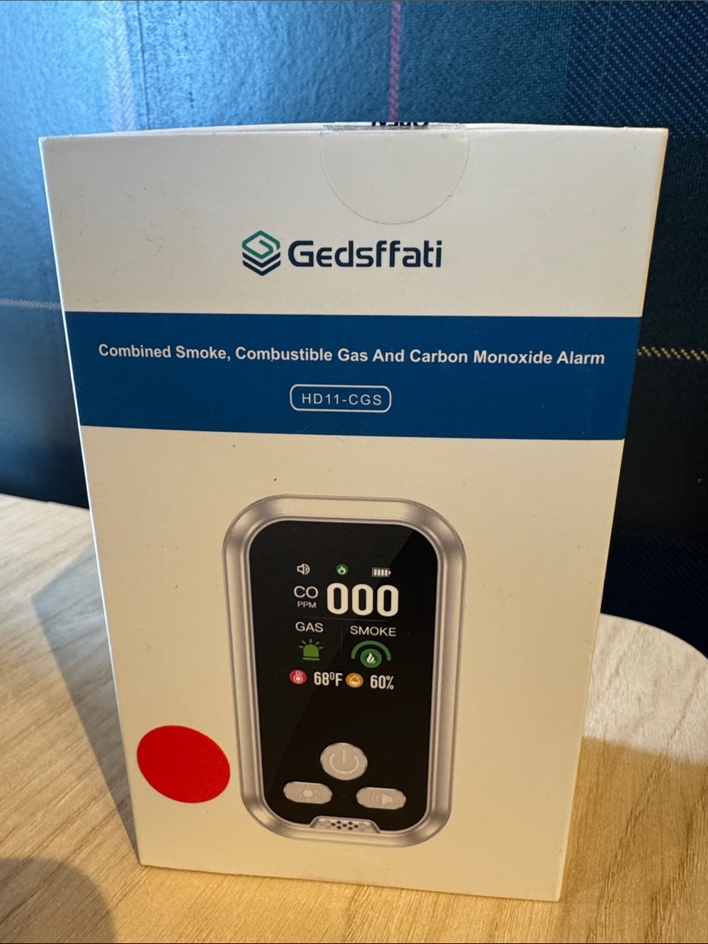 Gedsfati Combined Smoke, Gas & CO Alarm - White with Blue Accents